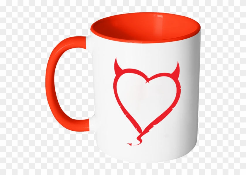 Devil Horns Heart Color Accent Coffee Mug - Green Mug With Logo #696856