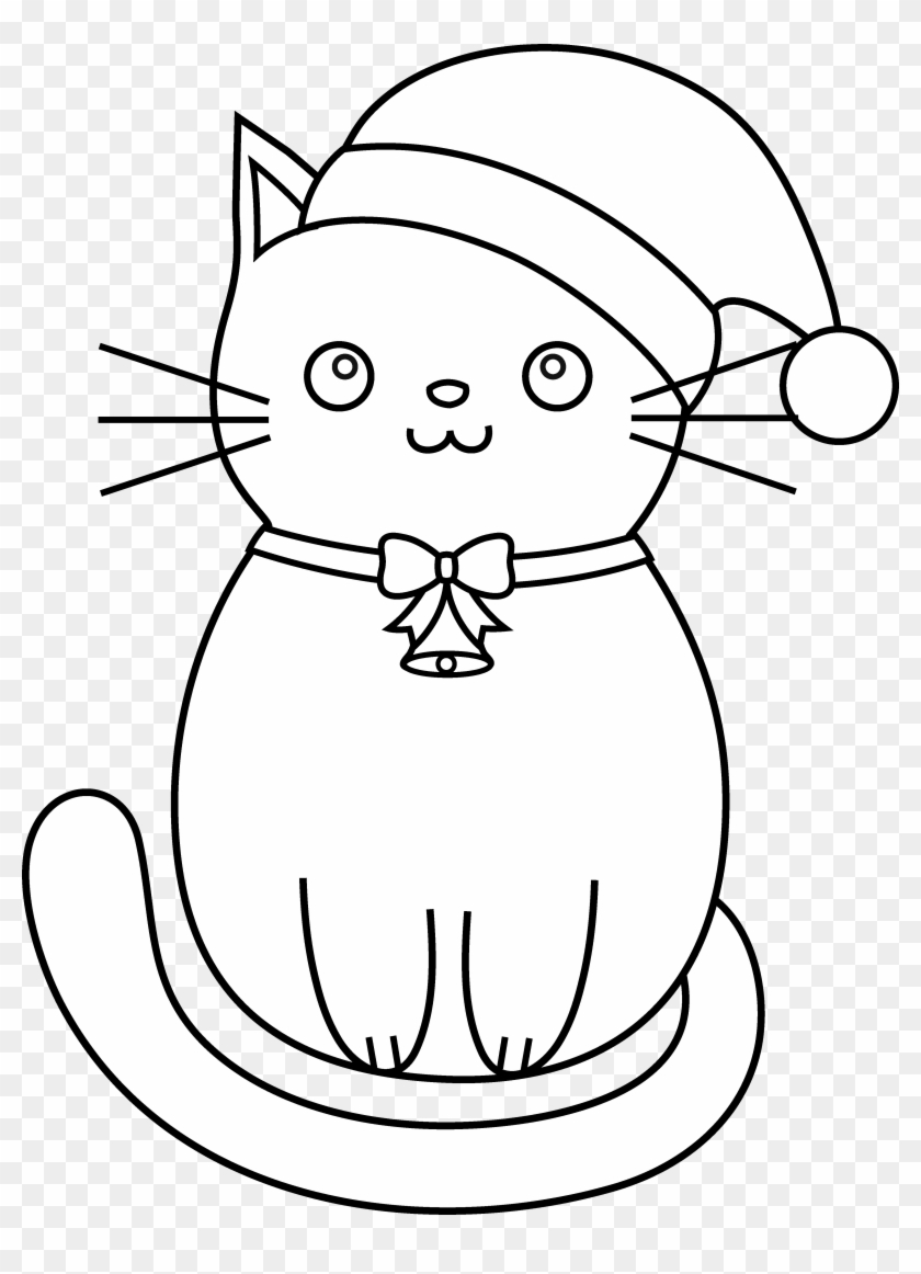 Cat Clipart Line Art - Christmas Kittens Coloring Pages #696957