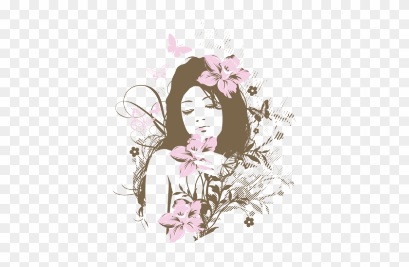 Angel - Stickers Femme Aux Fleurs #697161