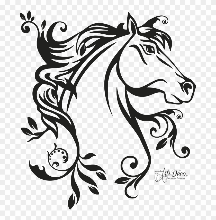 Sticker Portrait De Cheval Crinière Au Vent - Carolgreydecals Unicorn Wall Decal Einhorn Horse Vinyl #697191