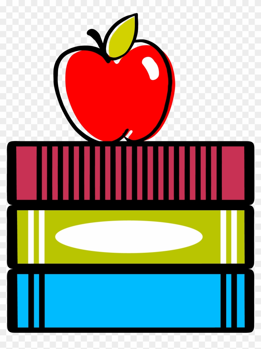 Graphic Of Books With Apple - School #697263