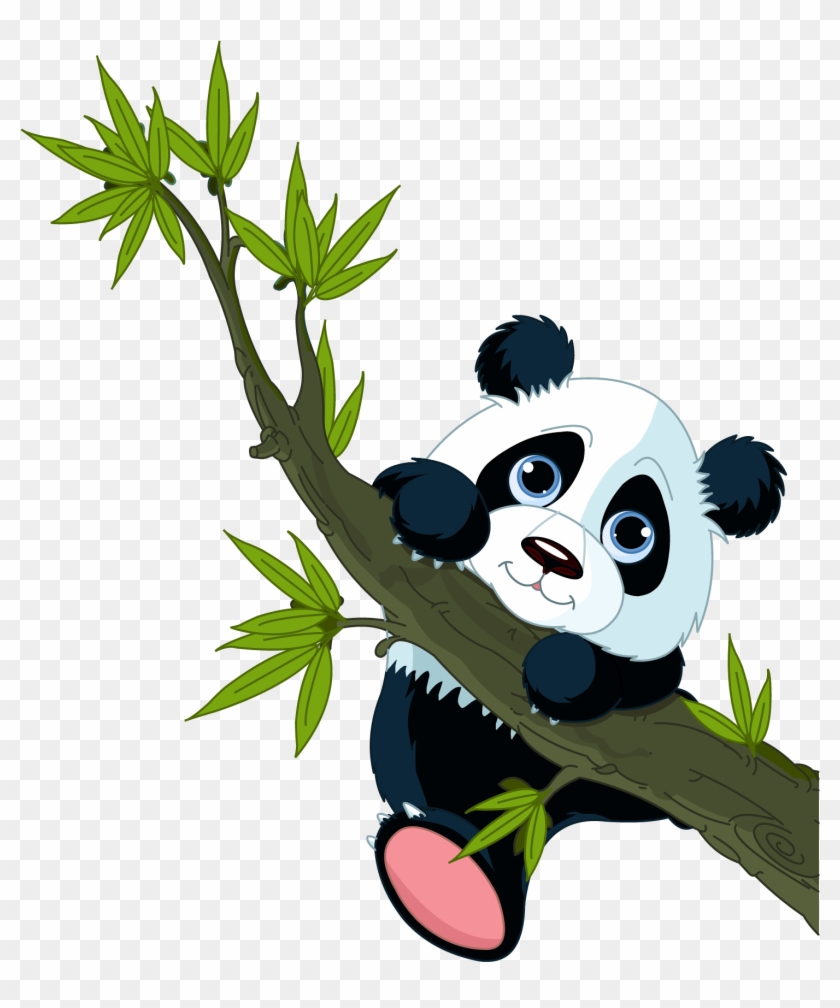 Little Panda Stickers, Panda Decals, Little Bear Adhesive - Panda On Tree Greeting Cards #697314