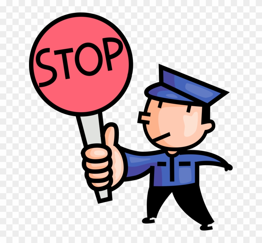 Vector Illustration Of School Crossing Guard Stops - Vector Illustration Of School Crossing Guard Stops #697379