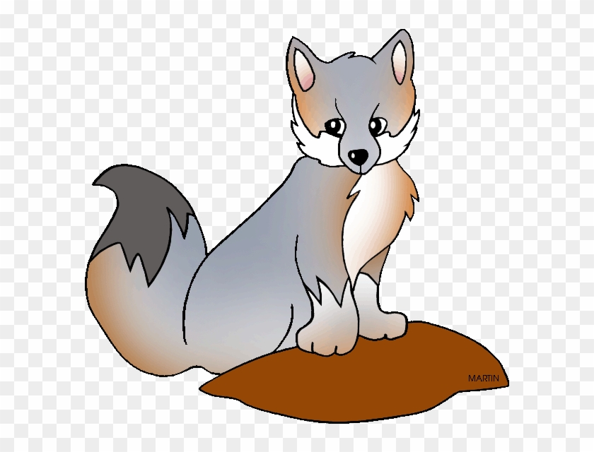 United States Clip Art By Phillip Martin, State Wildlife - Delaware State Animal Grey Fox #697486