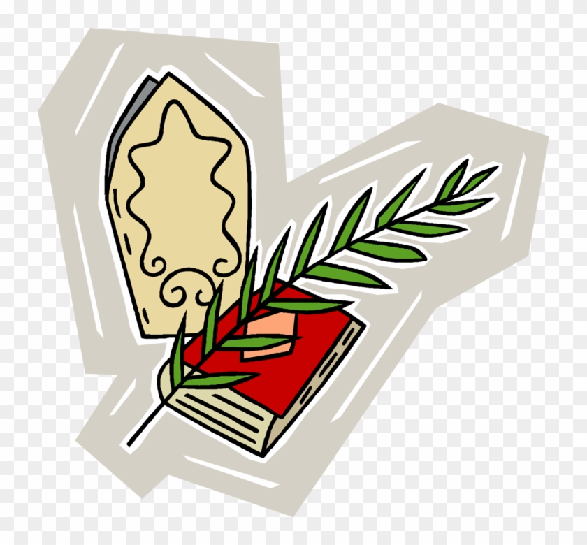 Vector Illustration Of Christian Bible With Palm Branch - Foundation #699956
