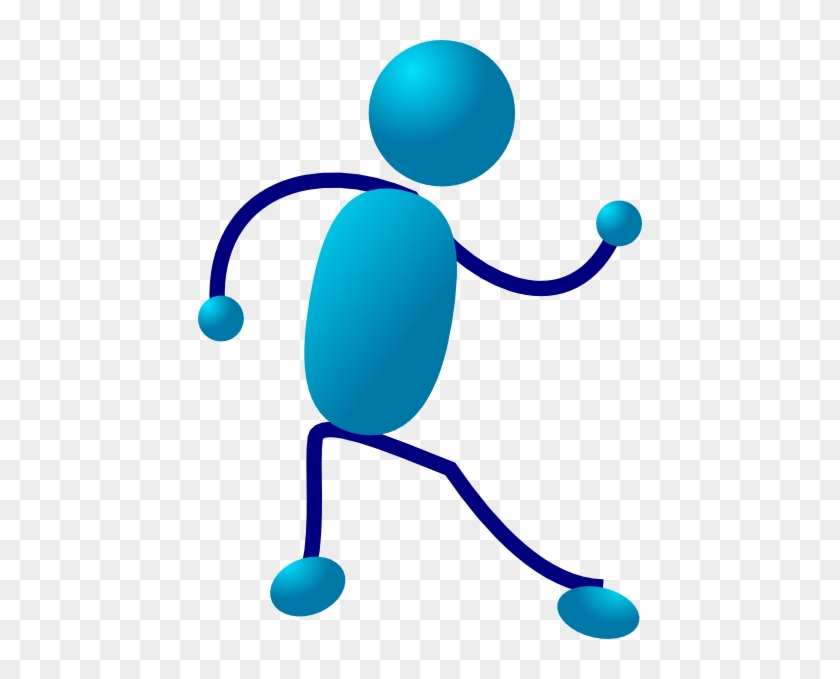 Blue Stickman Walk Clip Art At Clker - Stick Man Running #700068