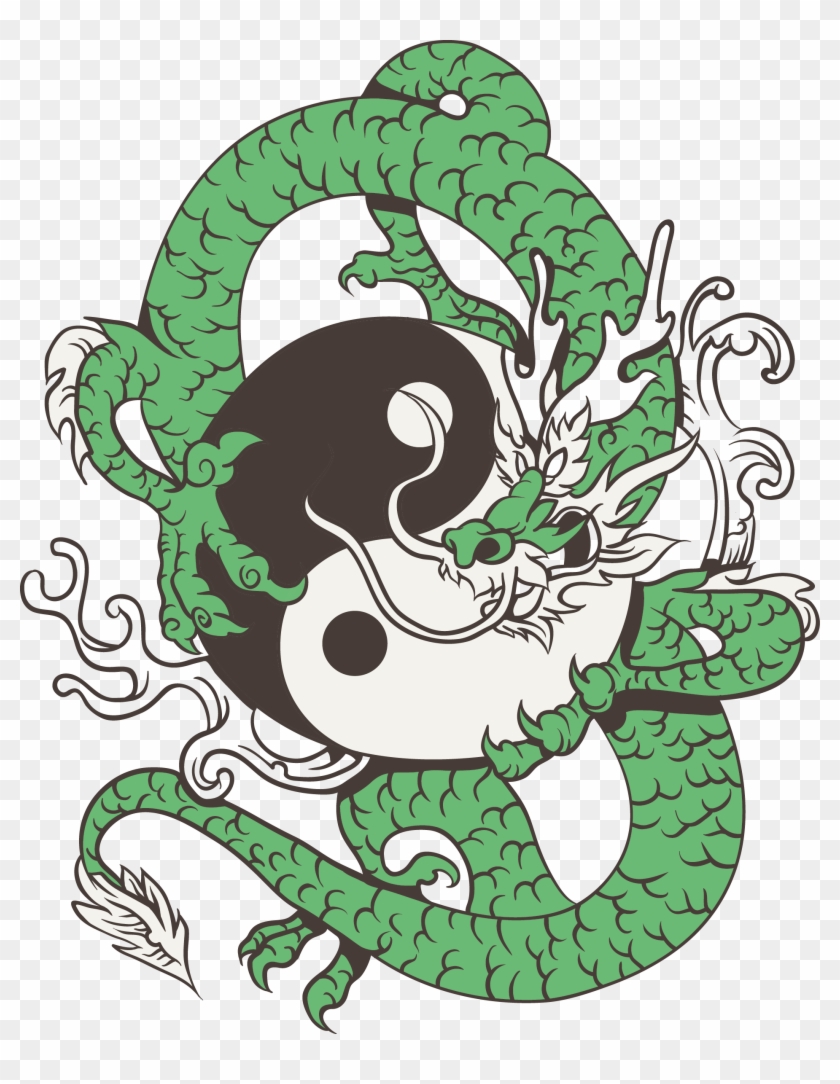T-shirt Chinese Dragon Poster Japanese Dragon - Dragon Yin Yang Art China Beast White Tea Coffee Ceramic #700543