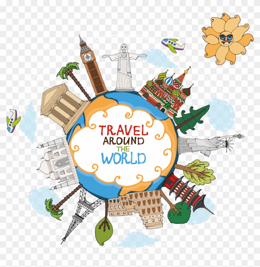 World Travel Landmark Clip Art - Travel The World Vector #700603