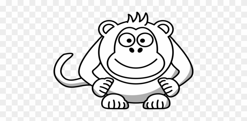 Baby Monkey Cartoon Clip Art Black And White - Black And White Cartoon Clip Art #700979