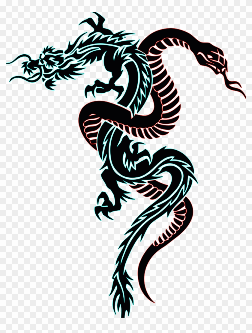 Snake Tattoo Png - Dragon And Snake Tattoo #701175