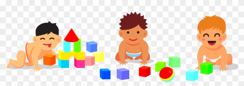 Animated Illustration Of Babies Playing With Blocks - Child Care #702124