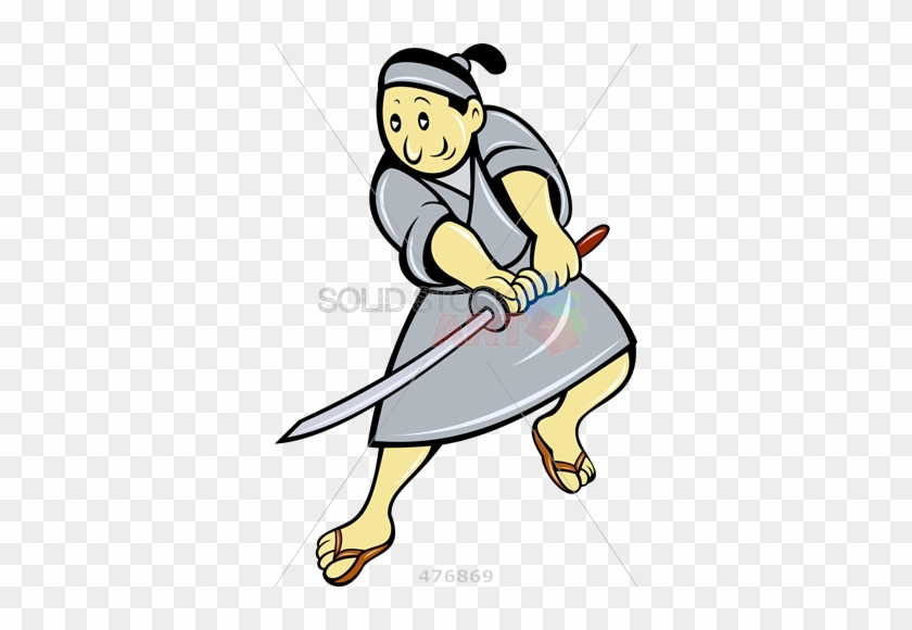 Stock Illustration Of Cartoon Samurai With Grey Outfit - Samurai #702188