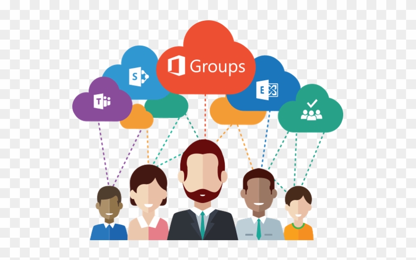 Illustration Showing Group Of 5 People With Clouds - Welcome To Office 365 #702475