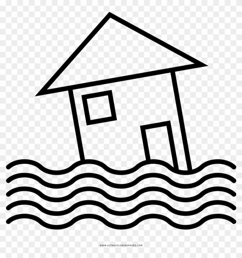 Flood Coloring Page - Flood Clipart Black And White #702669