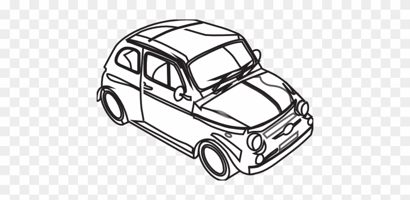 Fiat Car Factory Black White Clipartist - Black And White Drawing Of Car #703005