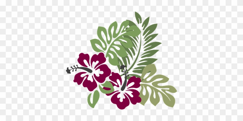 Hibiscus Burgundy Foliage Decoration Flora - Hawaiian Flower Throw Blanket #703030