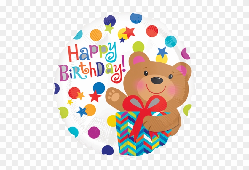 18" Happy Birthday Bear Gift Standard Foil Balloon - Happy Birthday With Bear #703487