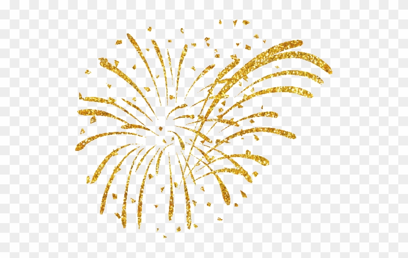 Happy New Year Fireworks Clipart - Gold Fireworks White Background #703524