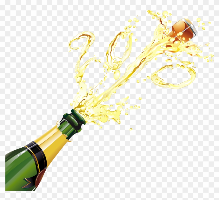 New Year Champagne Png Clipart - Champagne Bottle Png #703621