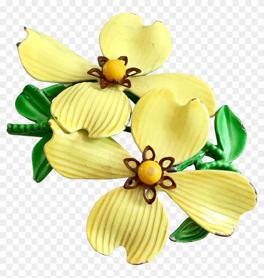 Retro Enamel Flower Brooch In Bright Yellow, Circa - Artificial Flower #703937