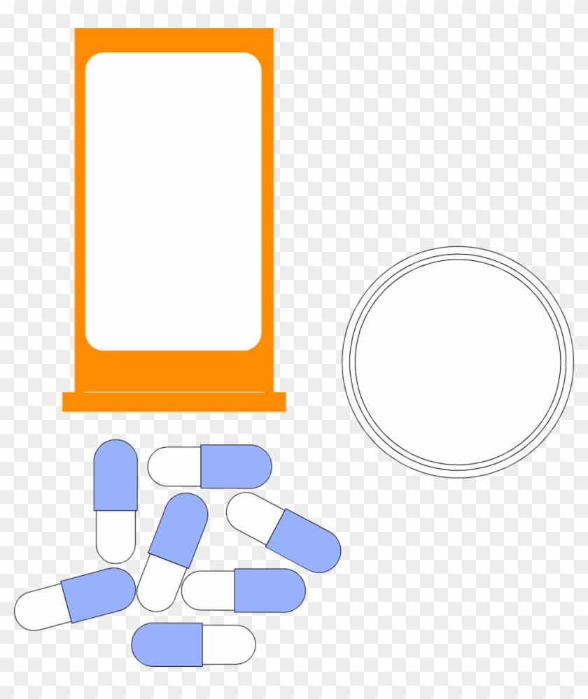 Illustration Of A Pill Bottle And Blue And White Pills - Illustration #704382
