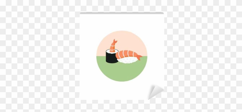 Sushi Rolls With Shrimp Vector Illustration Isolated - Japan Food Icon #704477
