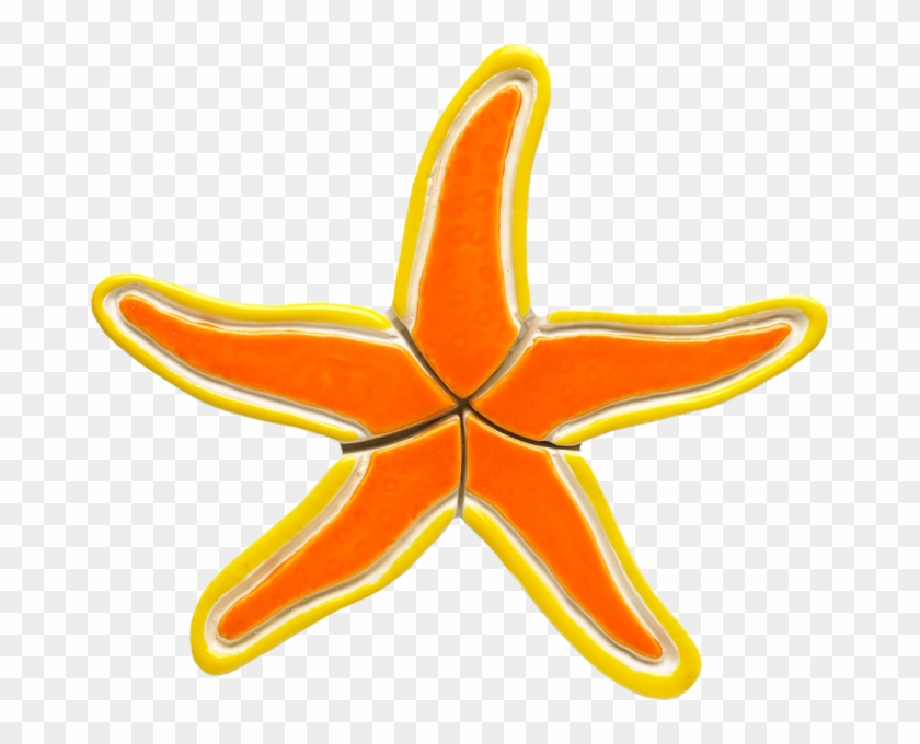 Os36-7 7"x6" Orange Starfish Ceramic Pool Mosaic - Starfish #704596