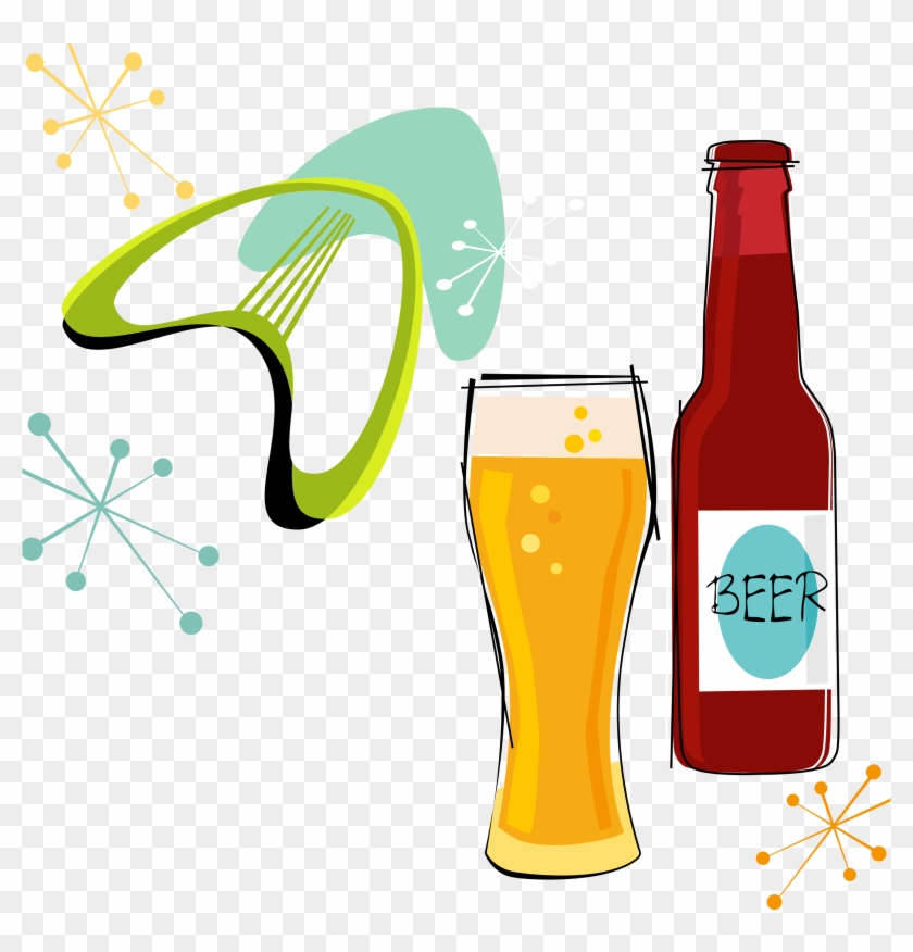 Beer Bottle Drink Beer Glassware Drawing - Vector #704713