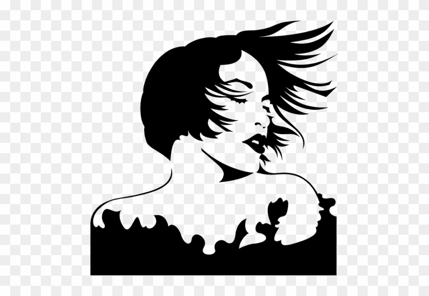 Female Silhouette - Hair Blowing In Wind Clipart #704722