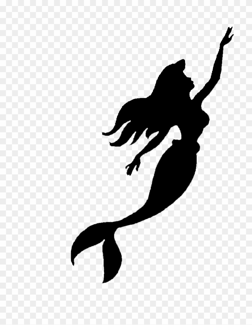 Silhouette Swimming Mermaid Tattoo Design - Little Mermaid Silhouette -  Free Transparent PNG Clipart Images Download