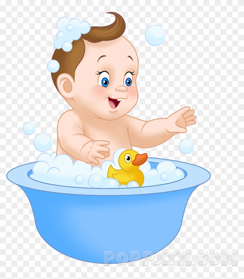 How To Draw A Baby Taking A Bath - Baby Bath Clipart #705000