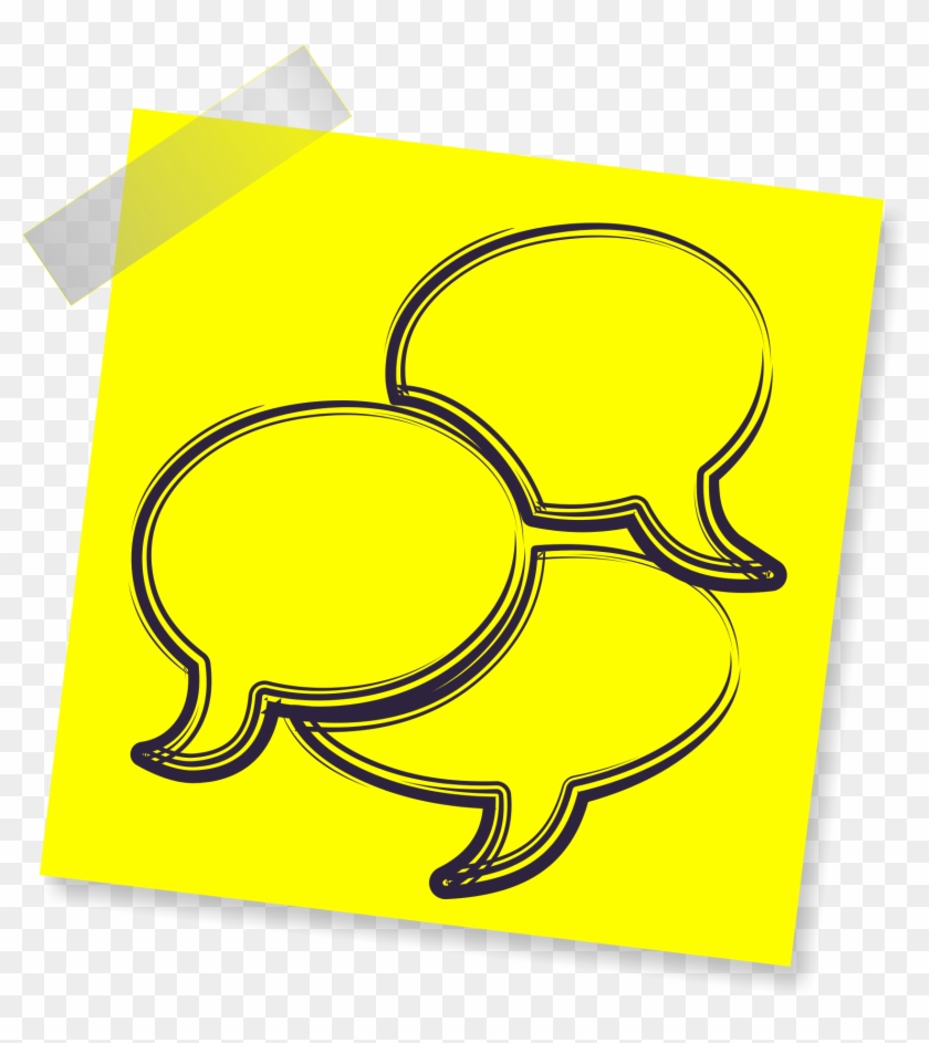 Yellow Post Note With Speech Bubbles - Conversation #705546