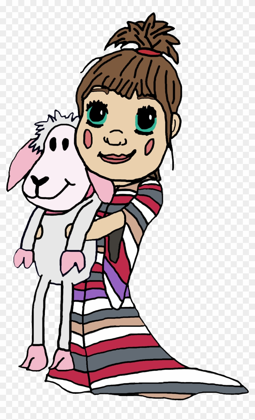Little Girl With Sheep - Cartoon #705765