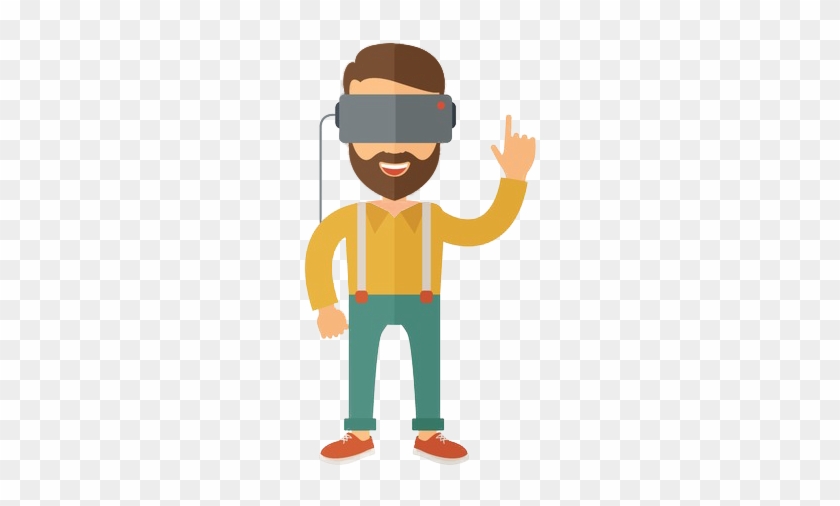 Guy With Vr Headset - Visual Reality Cartoon #706732