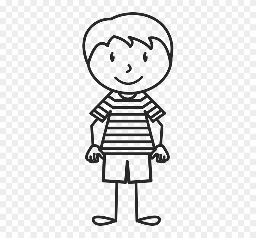 Prankster Boy In Striped Shirt Stamp - Boy Stick Figure Png #707202
