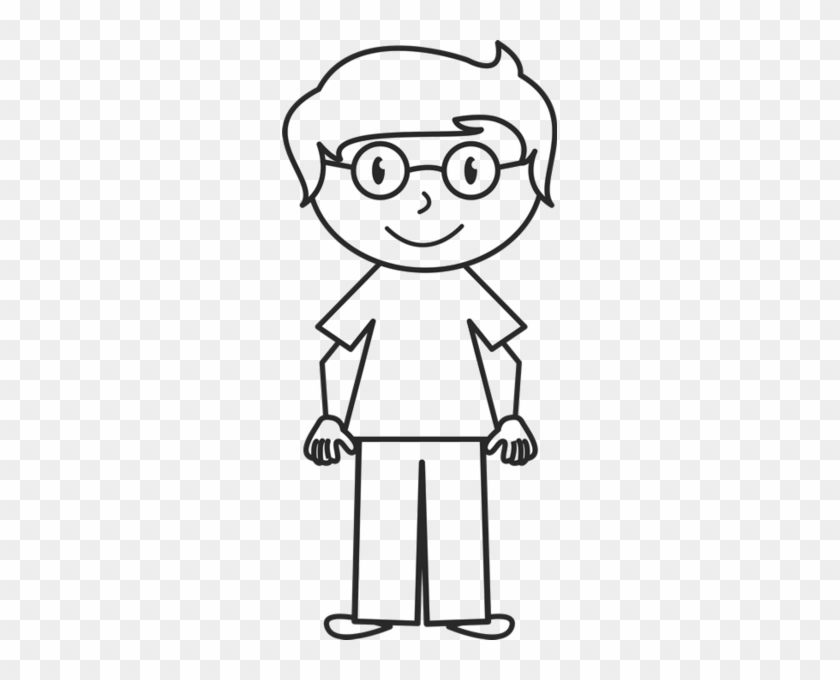 Boy With Windswept Hair And Glasses Stamp - Stick Figure With Glasses #707497