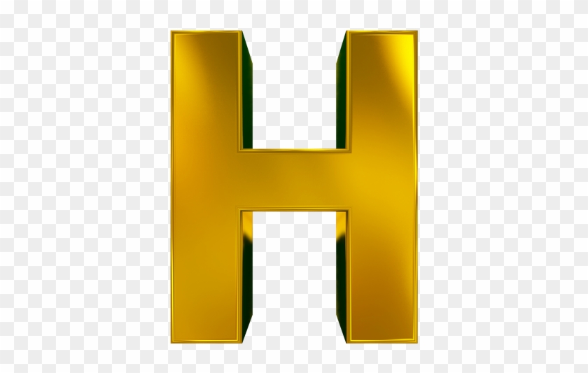 Letter H 3d Golden Isolated On White - Letter H Gold #708621