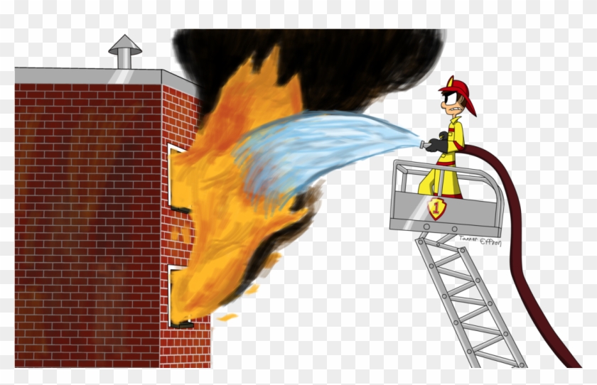 Fireman Joe Ladder By Luckytoon-man - Fireman On Ladder Cartoon #709134