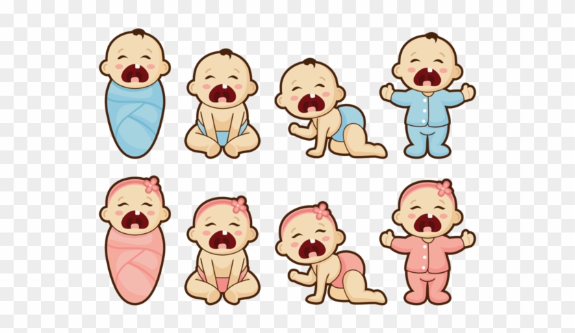 Crying Baby Cartoon Vector - Baby Cartoon Vector #709403