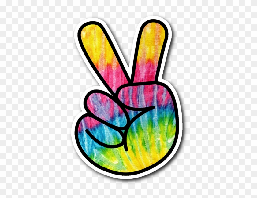 Tie Dye Peace Fingers Vinyl Die Cut Sticker - Peace Fingers Tie Dye #709411