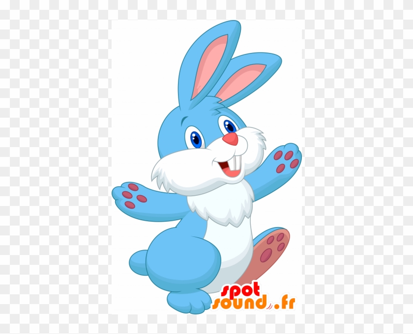 Blue Rabbit Mascot, White And Pink, Cute And Sweet - Rabbit #709507