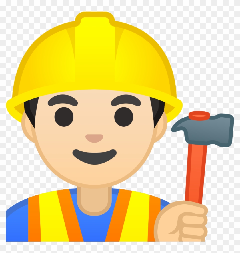 Man Construction Worker Light Skin Tone Icon - Construction Work Emoji Png #709720