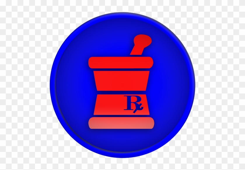 Mortar And Pestle Clip Art Blue Red Rx Icon Symbol - Circle #709938