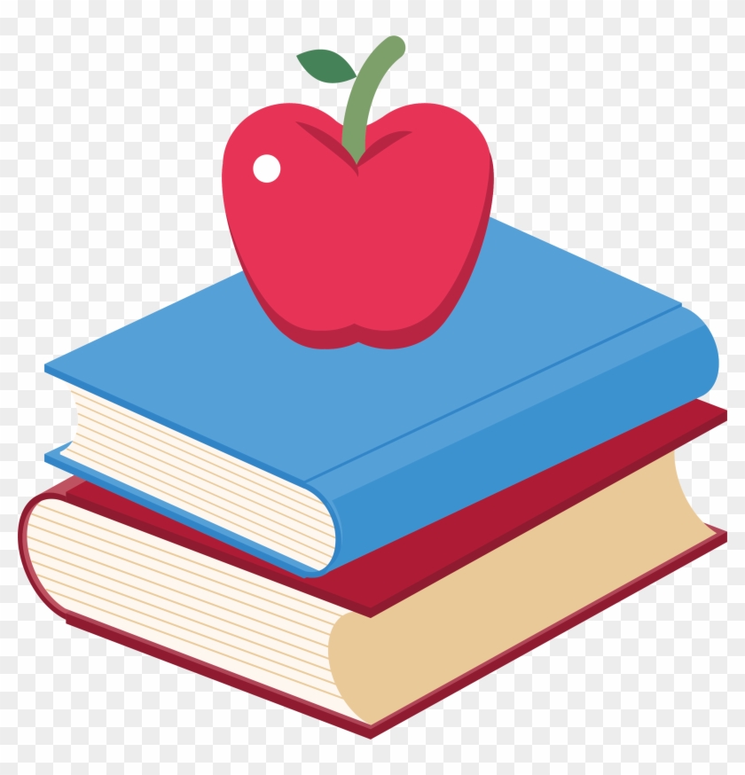 Book Apple Clip Art - Manzana Y Libros Png #710805