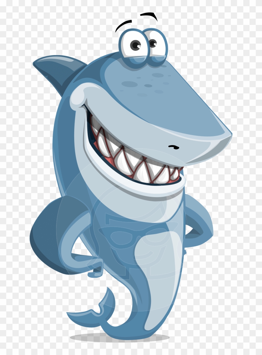 Smiling Shark Cartoon Illustration - Sharky The Shark #710887