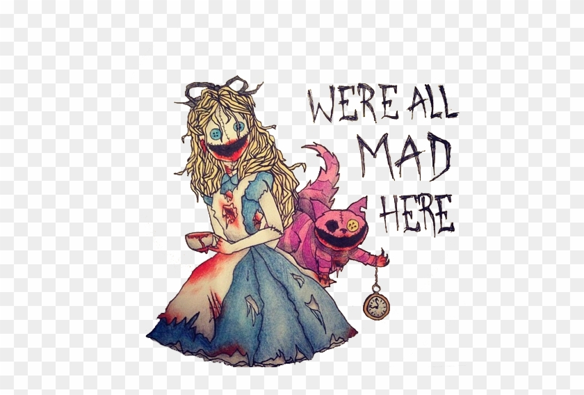 Drawn Alice In Wonderland Transparent Tumblr - Creepy Alice In Wonderland Drawings #711101