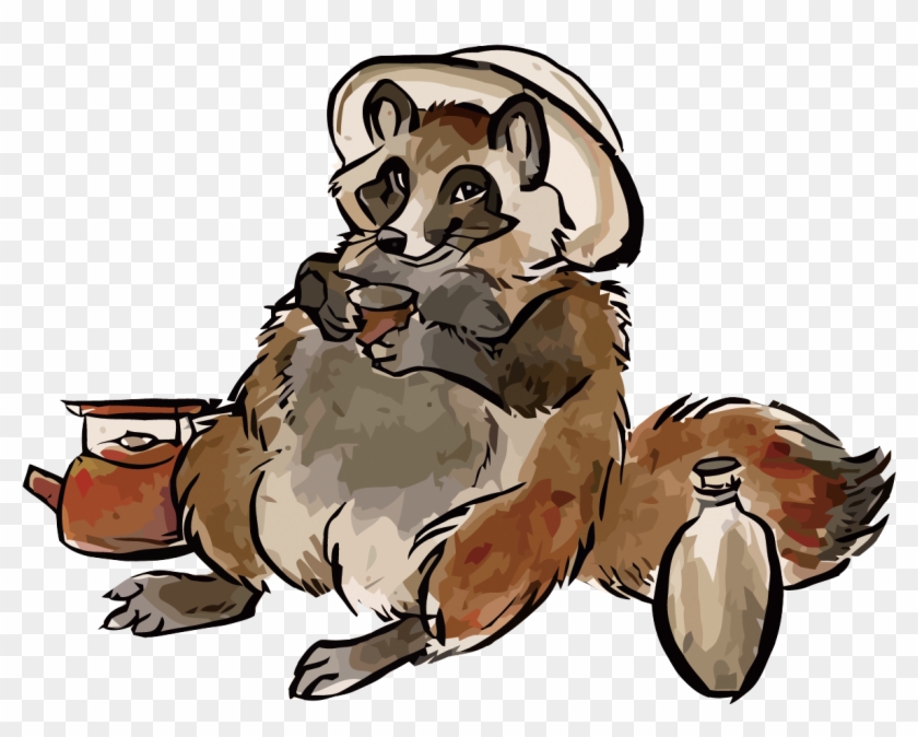 Japanese Raccoon Dog Watercolor Painting Drawing - Japanese Raccoon Dog #711224
