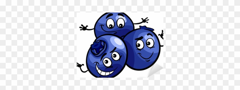 Funny Blueberry Fruits Cartoon Illustration Sticker - Cartoon Blueberries #711295