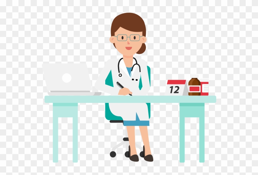 Doctor Working At Desk Cartoon - Scalable Vector Graphics #711478