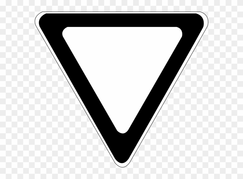 Slow Clipart Yield Sign - Yield Sign Black And White #711669
